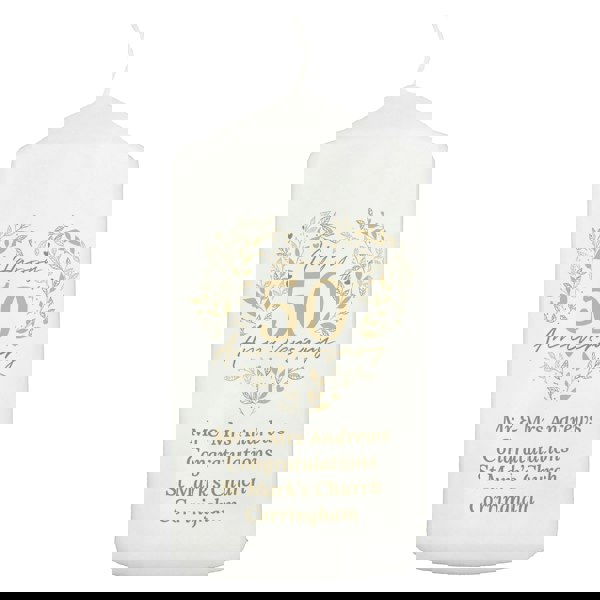 Personalised Memento Company Personalised 50th Golden Wedding Anniversary Pillar Candle