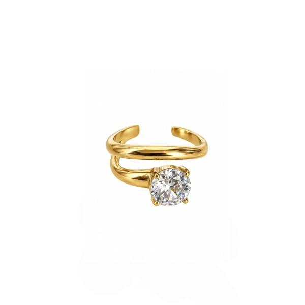 Luxe Tones Lucienne Luxe Gold Plated Crystal Statement Ring