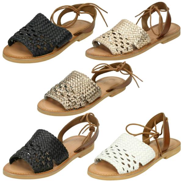 Leather Collection Ladies Leather Collection Flat Weaved Mule Sandals