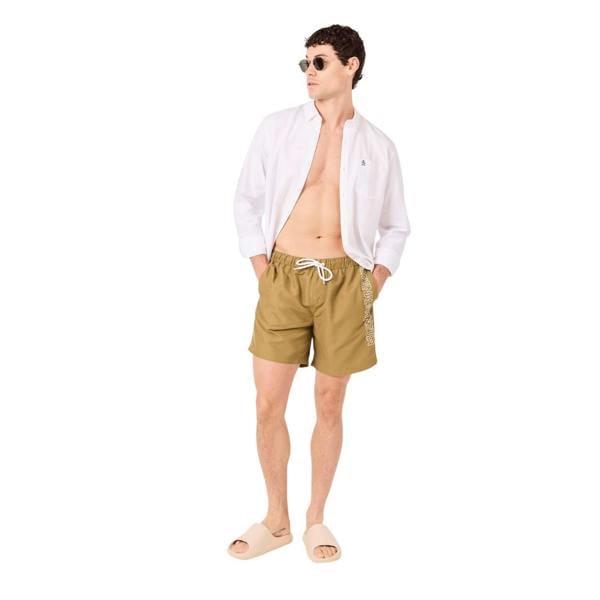 Original Penguin Mens Logo Swim Shorts - Olive Branch - 