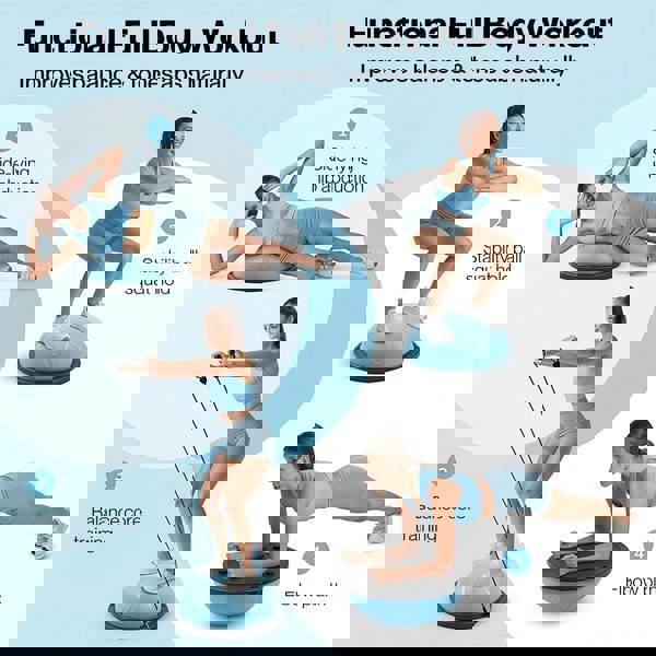 Centra Half Balance Ball Trainer with Resistance Bands Pump Yoga Pilate Fitness