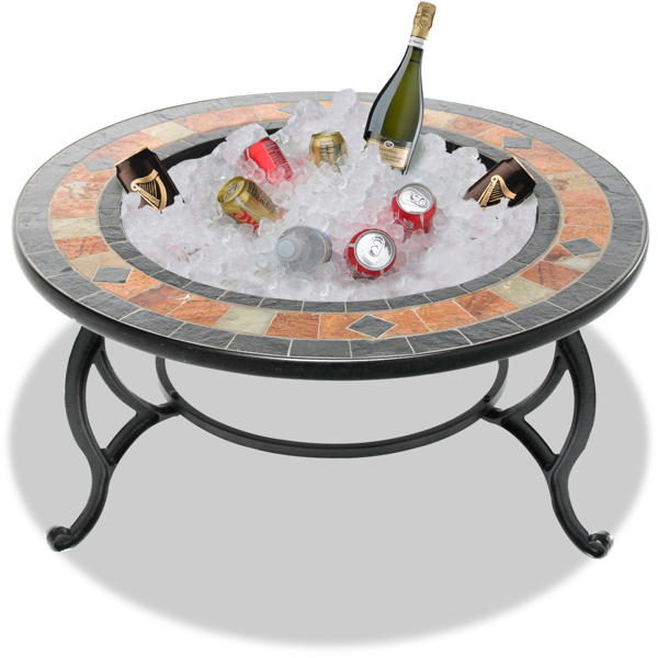 Homeology LANIAKA Lavish Garden and Patio Planter, Heater Fire Pit Brazier, Coffee Table, Barbecue and Ice Bucket with Slate Tiles