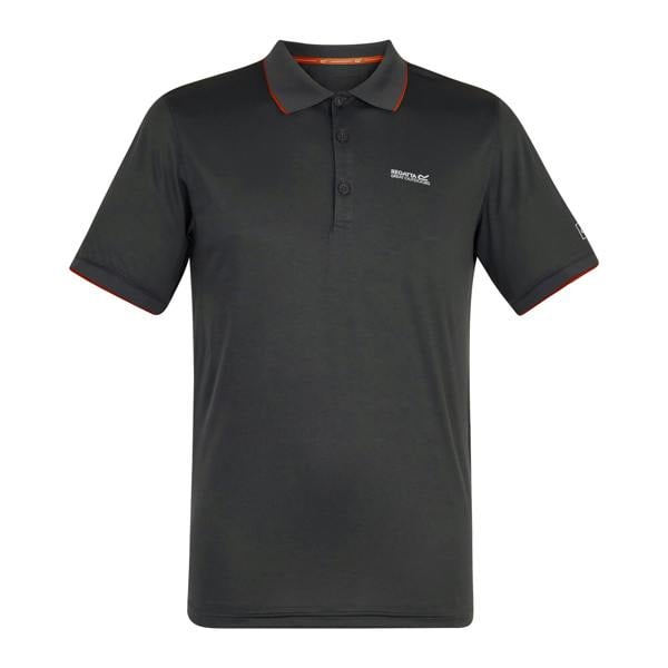 Regatta Mens Remex II Jersey Polo Shirt - Ash/Rusty Orange - 