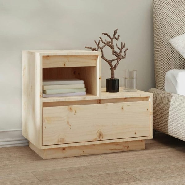 Berkfield Bedside Cabinet 60x34x51 cm Solid Wood Pine