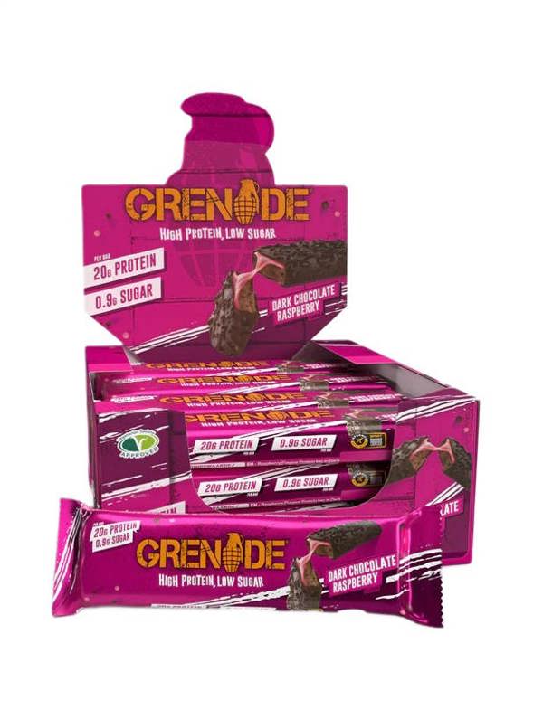 Grenade Protein Bars, Dark Chocolate Raspberry - 12 x 60g
