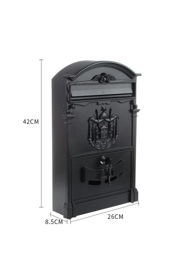 Living and Home Antique Style Lockable Aluminum Letter Box Wall-Mounted Postbox