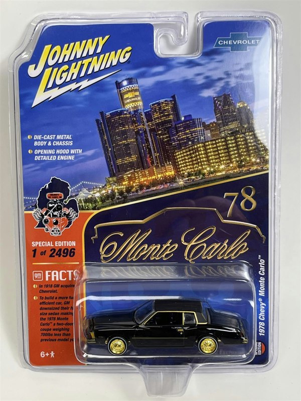 Johnny Lightning 1978 Chevy Monte Carlo Black 1:64 Scale JLCP7425