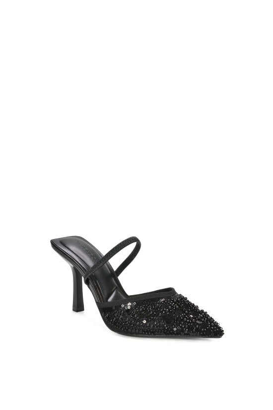 XY LONDON Slingback Stiletto High Heel Rhinestone Embellished Court Shoes