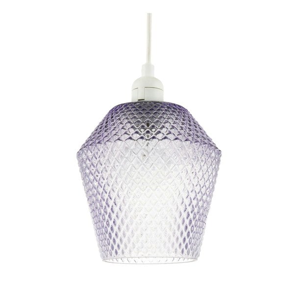 Modern and Compact Diamond Design Purple Lilac Glass Pendant Shade Image 1