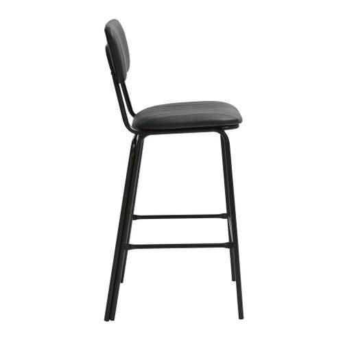 Lamboro Belluno Kitchen Bar Stool with Fixed Height and Backrest, Black