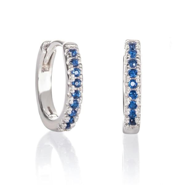 925 Sterling Silver Mini Blue Hoop Earrings for Women - namana.london