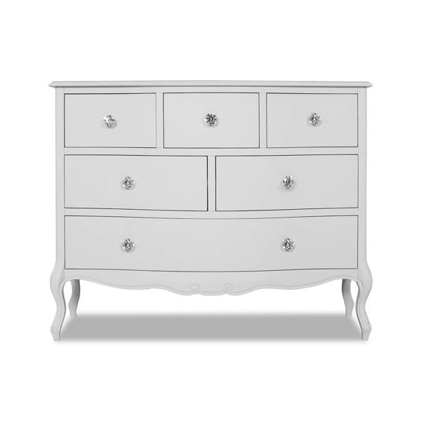 Statement Furniture Juliette Vintage Chic 6 Drawer Large Chest with Crystal Handles