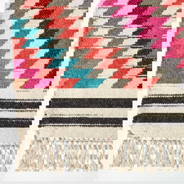 HOMESCAPES Manila Handwoven Diamond Kilim Wool Rug