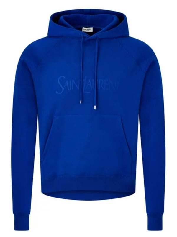 Saint Laurent Logo Hoodie Blue