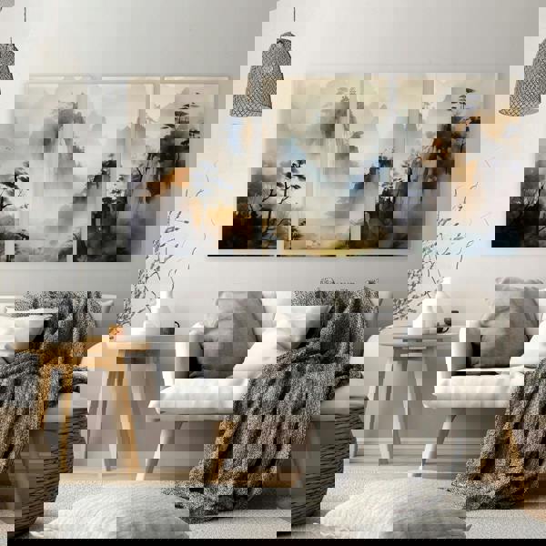 Living Room Wall Decor Modern | Set of 3 Asian Inspired Wall art Prints