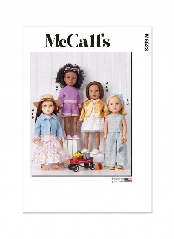 McCalls 8523 Paper Sewing Pattern – Doll Clothes, Size One Size, Intermediate