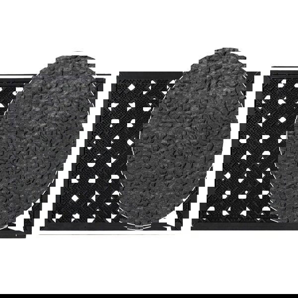 JVL Lattice Scraper Rubber Studs Doormat, 40x70cm, Black