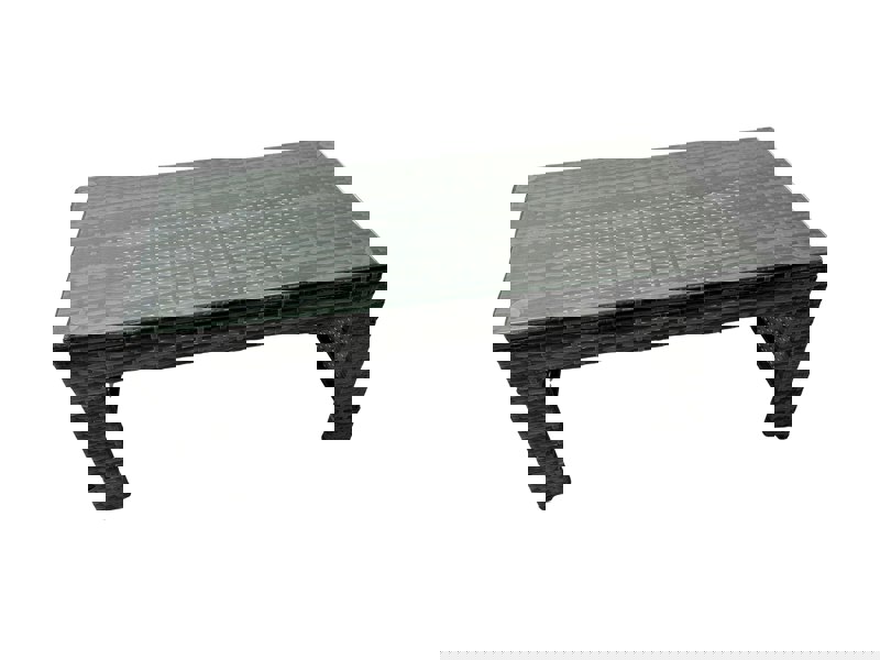 Fimous 9 Seat Poly Rattan Outdoor Patio Oblong Coffee Table Corner Sofa Set with 2 Big Stool Chair for Garden Backyard Dark Grey Mixed