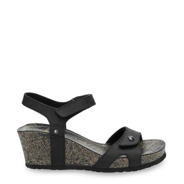 Panama Jack Women's Julia B1 Wedge Black Leather Sandals