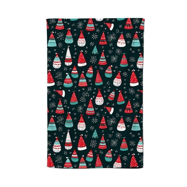 Warren Reed Hand Drawn Cheerful Santa Hats Tea Towel