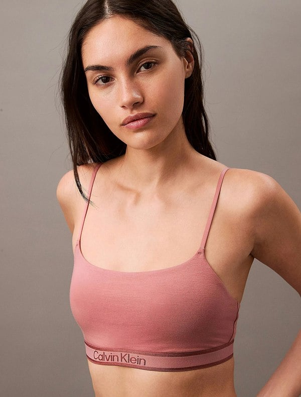 Calvin Klein TONAL LOGO COTTON Womens Bralette Red Grape W/ Apple Butter Logo