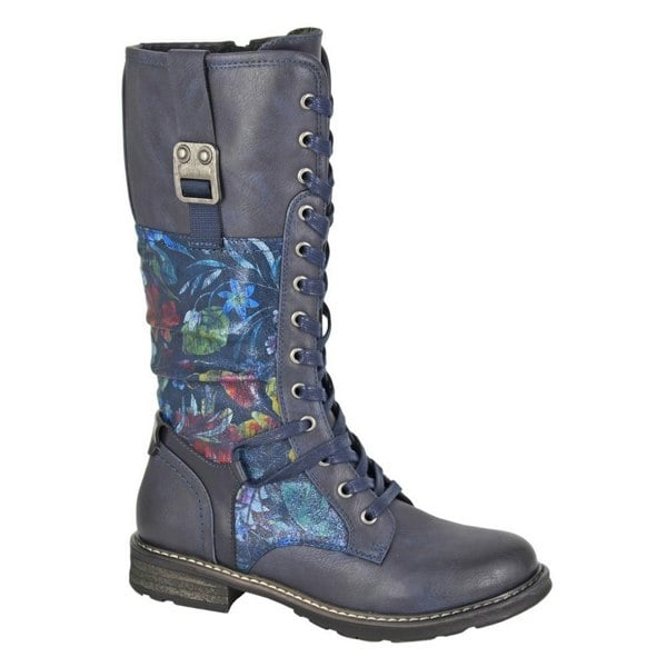 Cipriata Womens Floral Calf Boots - Navy