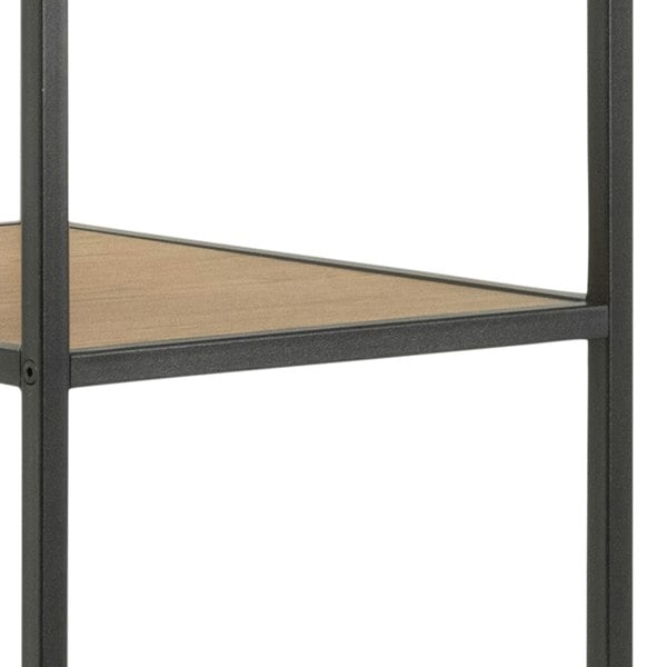 Furniture To Go Seaford Black Metal Clothes Rack with 5 Oak Shelves