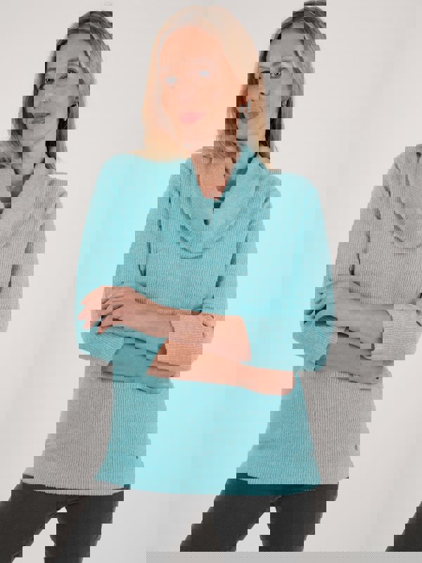 PennyPlain Ribbed Cowl Top - Opal