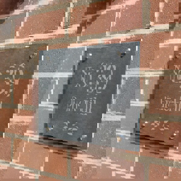 Personalised Memento Company Personalised Leaf Slate House Sign