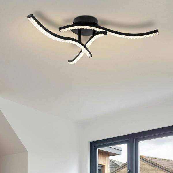 COSYLYTE Kenworth 3 Light Integrated LED Wavy Ceiling Light - Matt Black