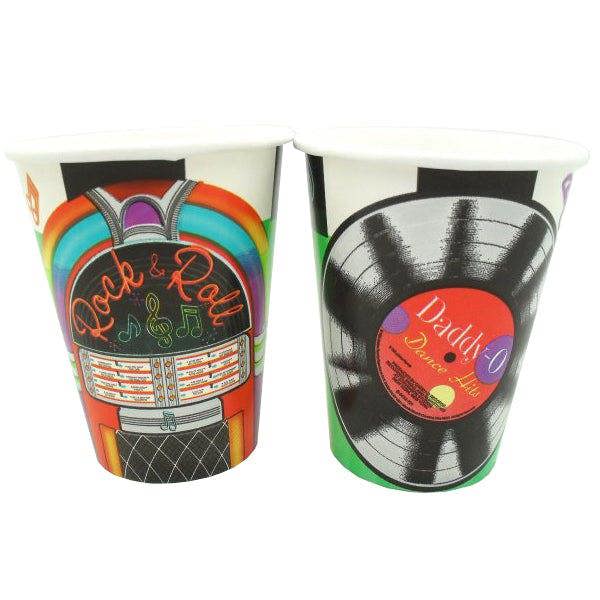 Amscan Sock Hop 8 x 266ml Rock n Roll Jukebox Party Paper Cups