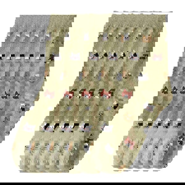 Anysox 5 Pairs Size 5-9 Fashion Socks Thick Warm Cotton Cute Cartoon Cat Animal Ankle Short Casual for Ladies Girls Christmas Gifts Green