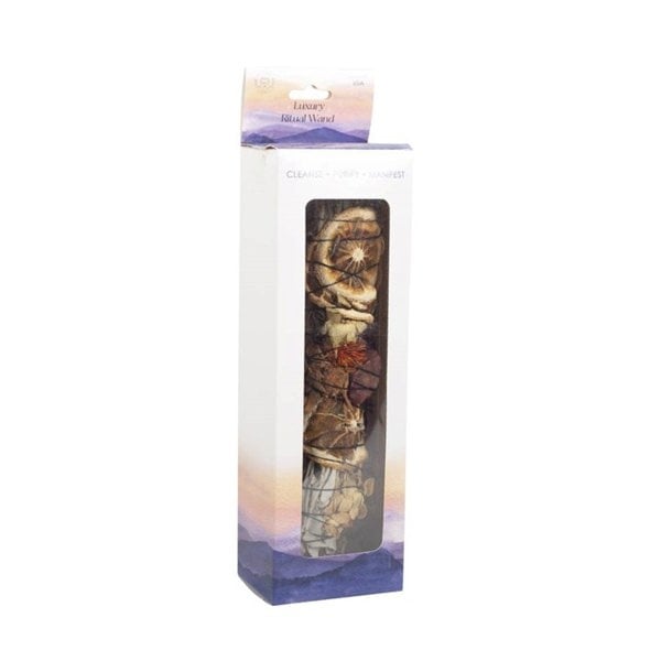 Serano 9in Ritual Wand Smudge Stick with Rosemary, Palo Santo and Red Jasper