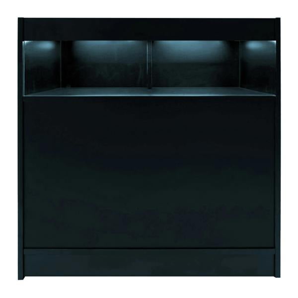 Black Iris LED shop counter set CM60 with two B900 units, featuring sleek design, smooth finish, and integrated lighting for visibility