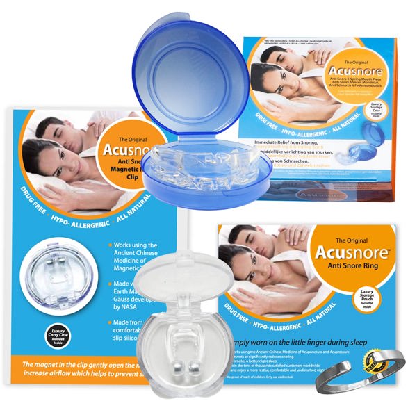 Acusnore Anti Snore Snoring Kit (Anit Snore Ring, Mouthpiece & Nose Clip)