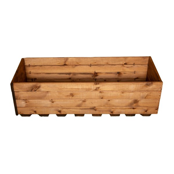 Samuel Alexander Hand Made 39cm Wide x 102cm Rustic Wooden Garden Trough Tall / Flower Bed Planter