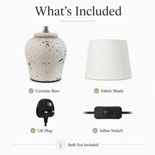 Downton Interiors White Distressed Ceramic Table Lamp with Plain Shade (G2124 Plain)