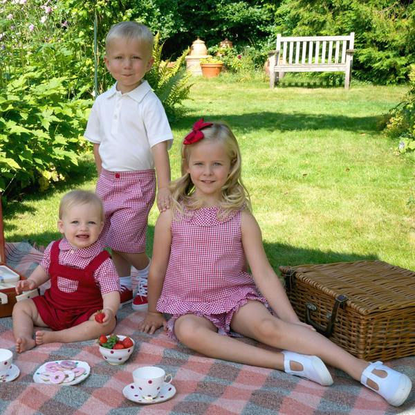 Rachel Riley Red Gingham Shirt & Dungaree Set