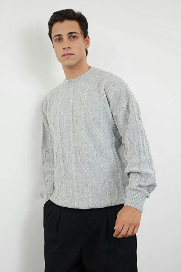WOVCOR Crew Neck Hair Knit Men's Sweater