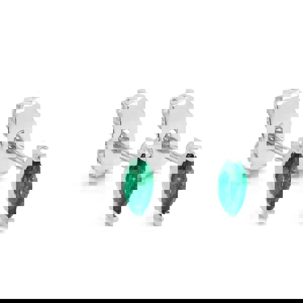 Say It With Green CZ Marquise Stud Earrings - Silver Plated