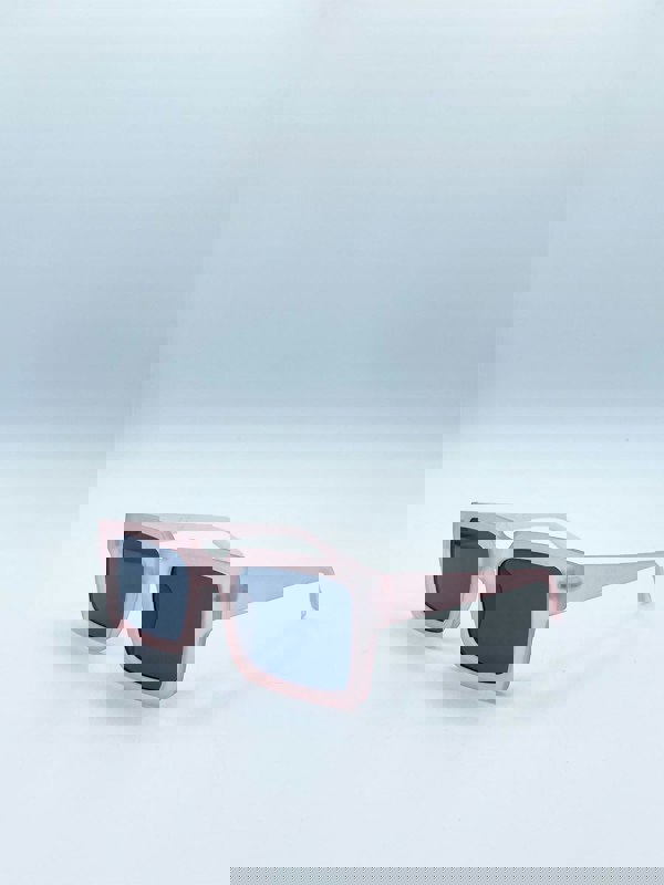 SVNX Square Frame Sunglasses in Matte Pink with Black Lenses