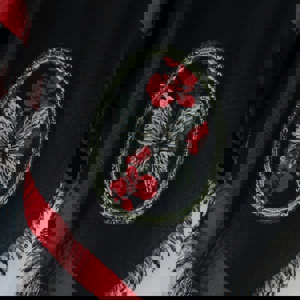 Alexander McQueen black wool blend cape Butterfly, flower and sword embroidery detailing