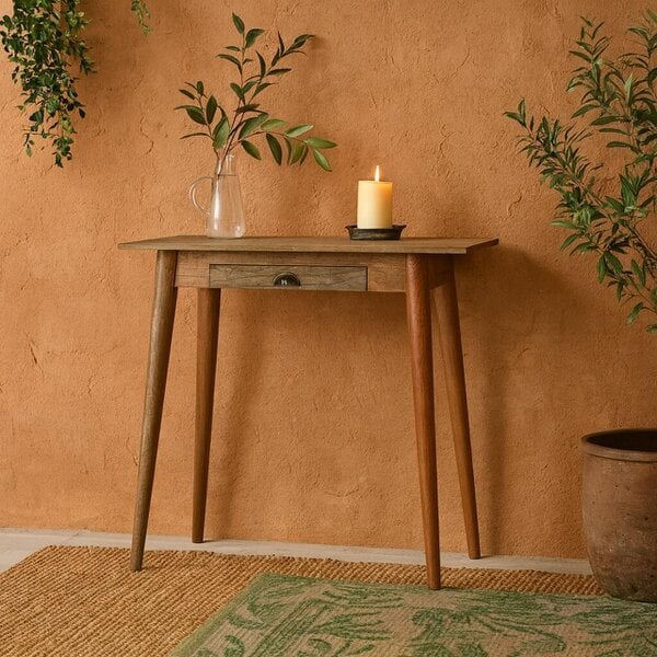 Wyld Haus Grasse Mini Natural Mango Wood Scandi Writing Desk with Drawer