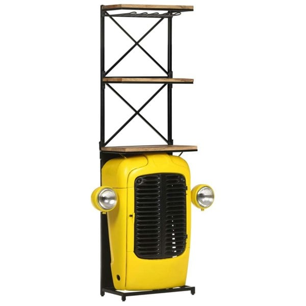 Berkfield Tractor Wine Cabinet Yellow 49x31x172 cm Solid Mango Wood