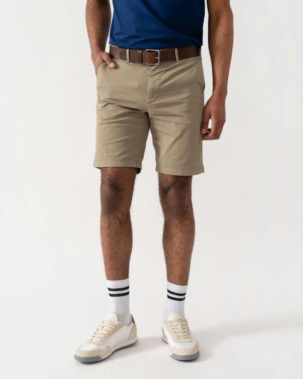 BOSS Orange Mens Slim Fit Chino Shorts in Stretch Cotton Twill - Light/Pastel Brown 239