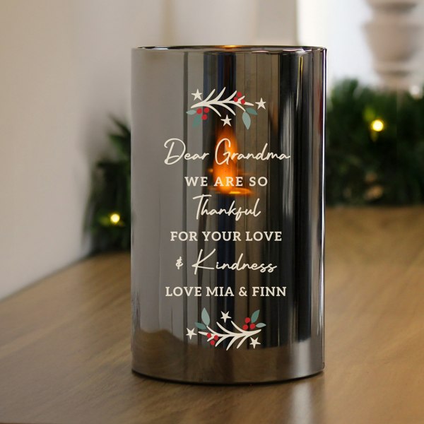 Personalised Memento Company Personalised Christmas Smoked Glass LED Candle