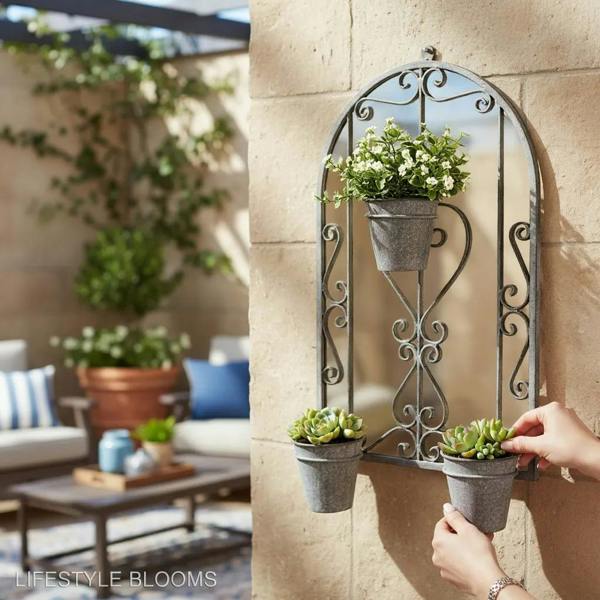 80CM WALL MIRROR WITH TRIPLE PLANTER