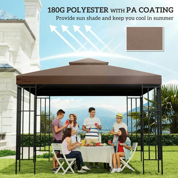 Coffee double-tier gazebo canopy top replacement cover on a gazebo roof.