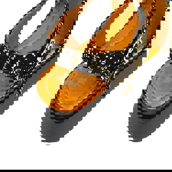 Embassy London Amalfi - Black Gold Drops - Women's 1.3 inch flatform strappy leather chunky sandal