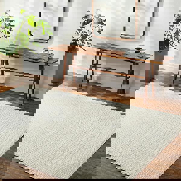 Livabliss Freud-Modern Ivory Off-White High Pile Rug